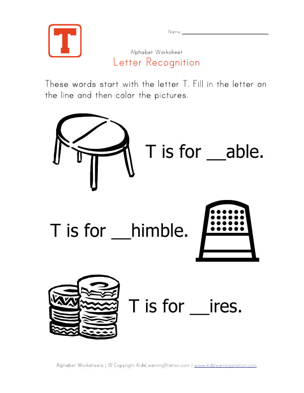 letter recognition. View and Print Your Letter T