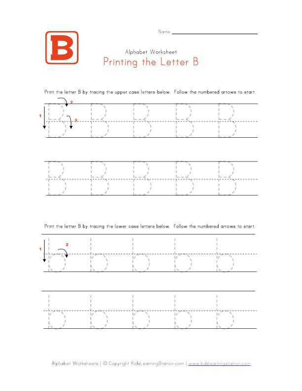 View and Print Your Traceable Letter B worksheet