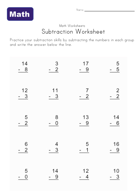  its made up of simple subtraction problems for beginner math students