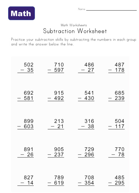 Subtraction » Subtraction Borrowing Worksheet Tes - Free Math