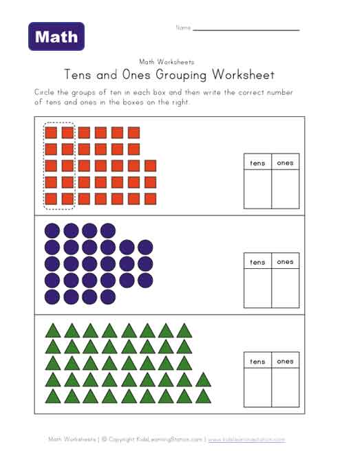 Tens and Ones Grouping Worksheet - Two of Two | Kids Learning Station