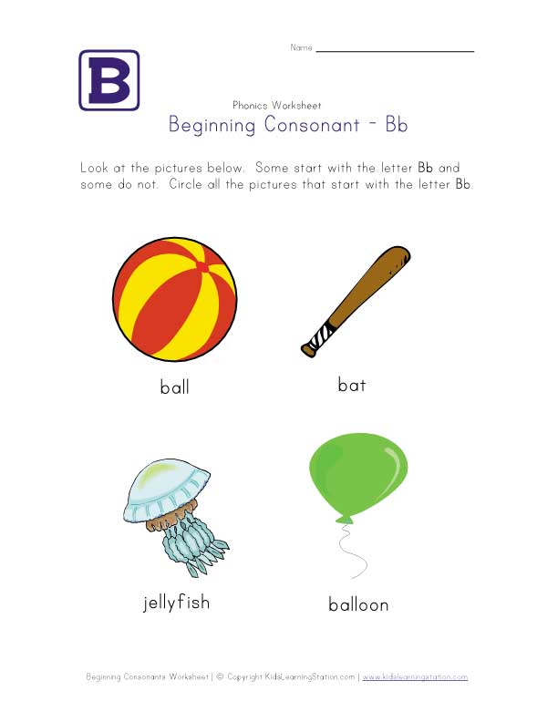 letter b. Beginning Consonants Letter B