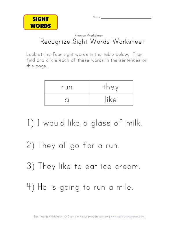 find sight teach activities at word will  words home sight