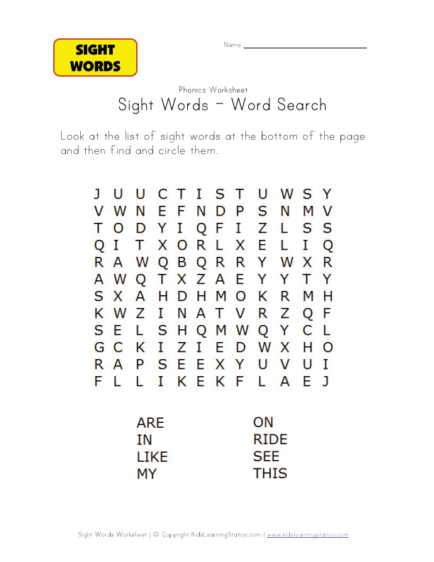 search Sight Word Worksheets printable Word word word sight Recognition  Search