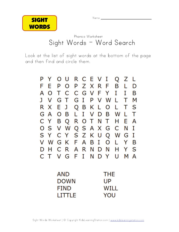 Words 6 Search    words Word Sight phonics sight and
