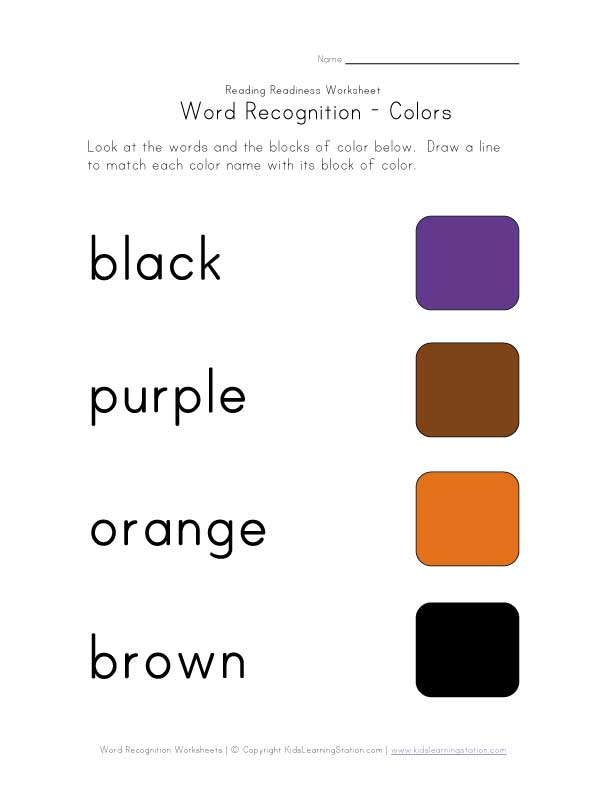 recognize color names worksheet