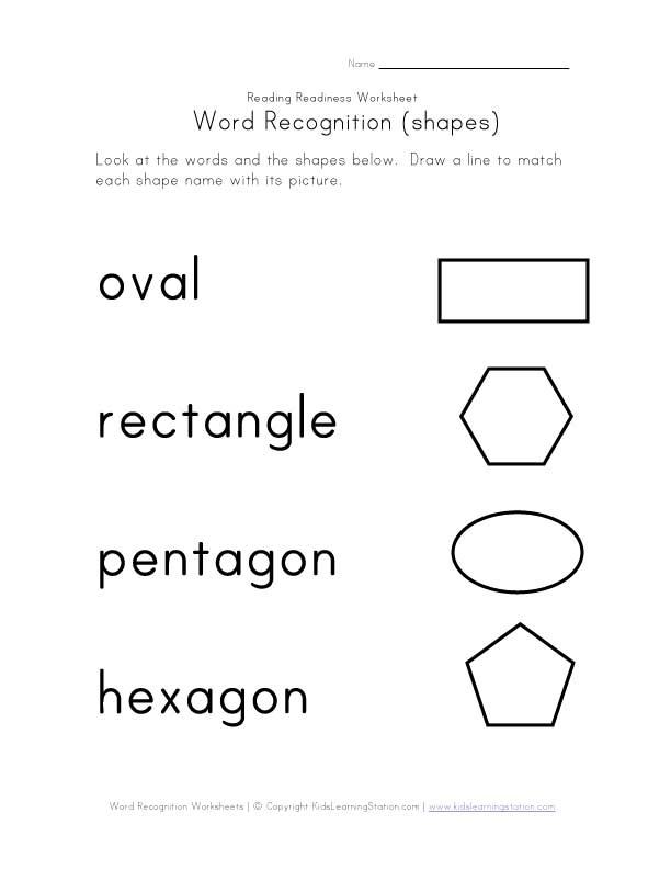recognize shape names worksheet