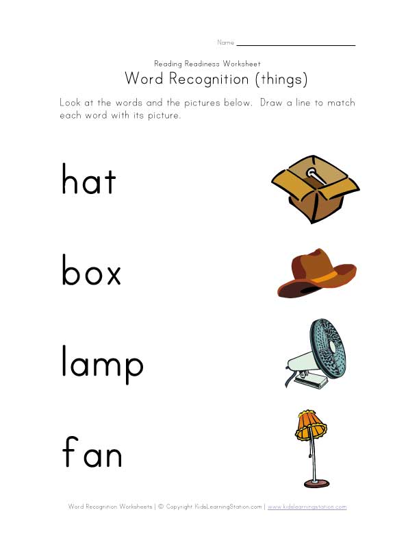 word recognition worksheet