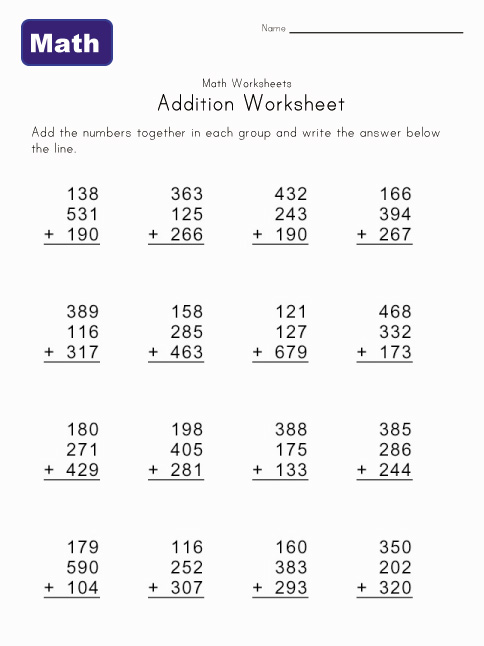 Math Help - Addition Worksheets | Kids Learning Station