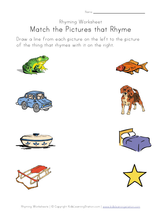 Rhyming Worksheets - Phonics for Kids | Kids Learning Station